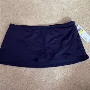 Navy Blue Bikini Bottom with Built-in Skirt size M